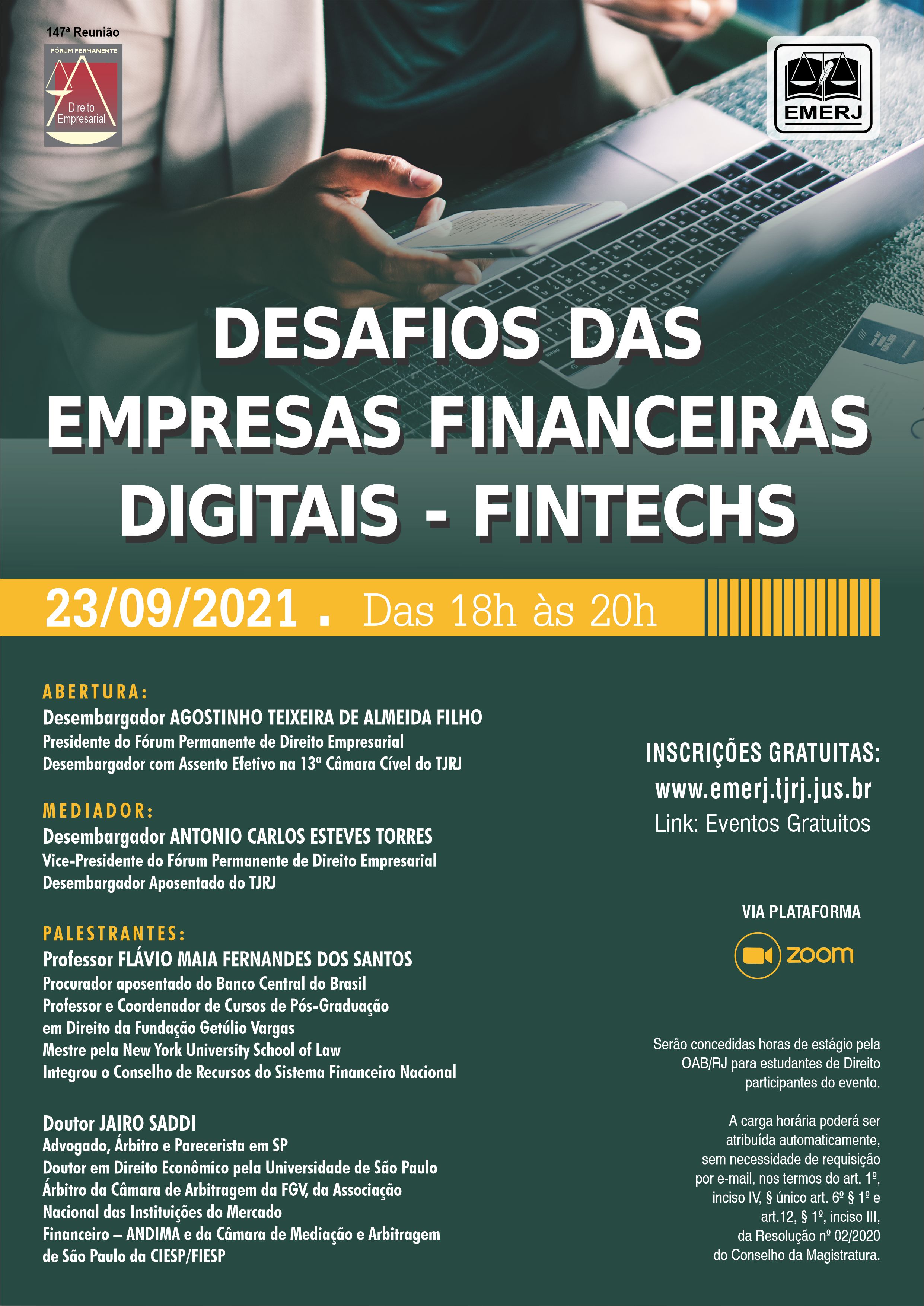Evento Desafios das empresas financeiras digitais - FINTECHS 