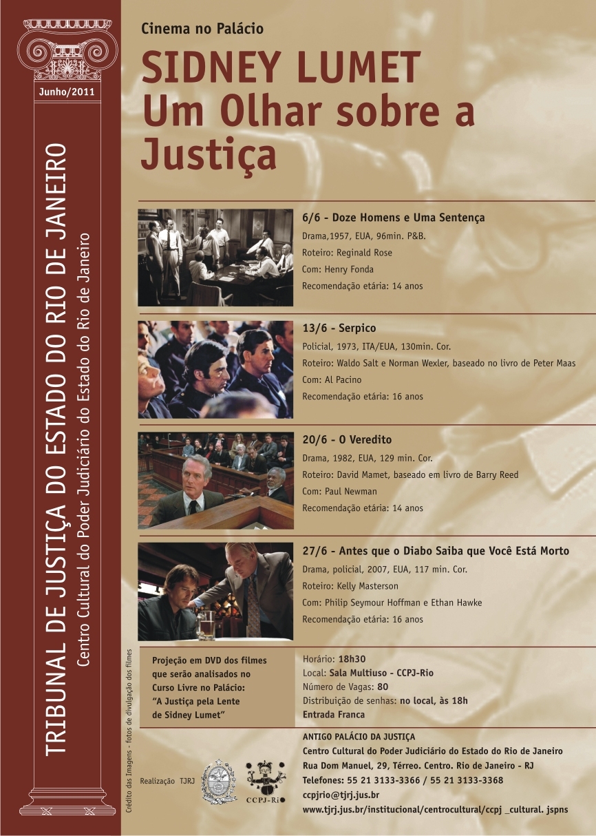Cartaz cinema no palácio - Sidney Lumet - Um olhar sobre a justiça