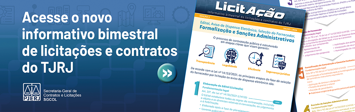imagem - Acesse o novo informativo bimestral de licitações e contratos do TJRJ - Licitação - PJERJ - SGCOL