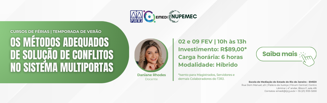 imagem - Os Métodos Adequados de Solução de Conflitos no Sistema Multiportas - 02 e 09/02 - saiba mais 