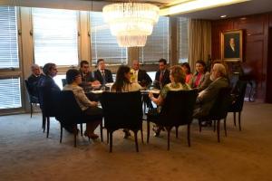 A reunião entre os representantes da Presidência do TJ, da Corregedoria e do Banco Itaú.