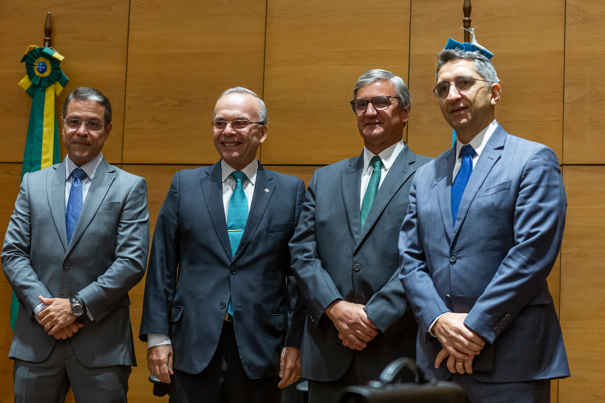 Da esquerda para direita: desembargador Werson Rêgo; corregedor-geral da Justiça, Ricardo Cardozo; presidente do TJRJ, desembargador Henrique Figueira; e desembargador César Cury