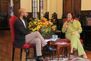 Whiverson, arte educador do Museu da Justiça e Siléa Macieira, Diretora do Museu