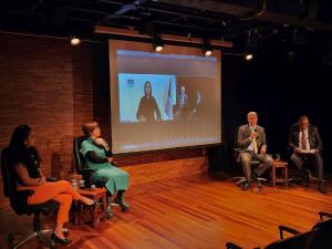 Tatiana Lima Brandão, Históriadora e membra do NAPJUS, Val Gomes, documentarista, socióloga e pesquisadora, desembargador Wagner Cinelli de Paula Freitas e o juiz André Nicolitt