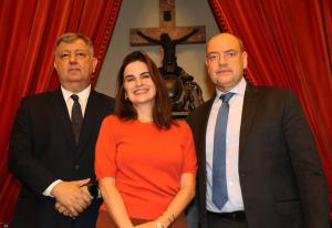 O corregedor-geral da Justiça, desembargador Cláudio Brandão de Oliveira, a desembargadora Renata França e o presidente do TJRJ, desembargador Ricardo Couto de Castro