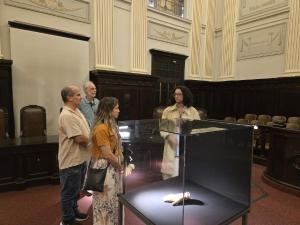 Lucianna Brandao, Rodrigo Japiassu e Carlos José, do TRE, fazem visita técnica ao Museu da Justiça