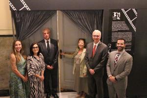 Da esquerda para a direita, os magistrados Mirela Erbisti, Patrícia Serra, Heleno Nunes, Maria Angélica Guimarães Guerra Guedes, Wagner Cinelli e Eric Scapin abriram a III Mostra Artística e Literária