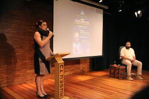 Siléa Macieira, diretora do Museu da Justiça, faz a abertura do evento