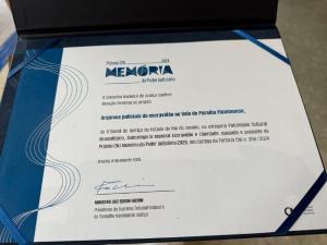 Menção honrosa no 6º Prêmio CNJ Memória do Poder Judiciário