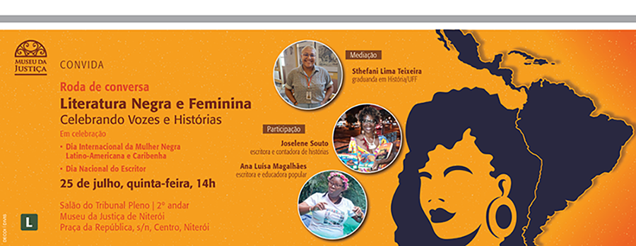 Cartaz do evento 'Roda de conversa" Literatura Negra e Feminina Celebrando Vozes e Histórias 
