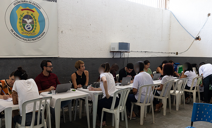 As audiências ocorreram no pátio do Instituto Penal Oscar Stevenson, em Benfica