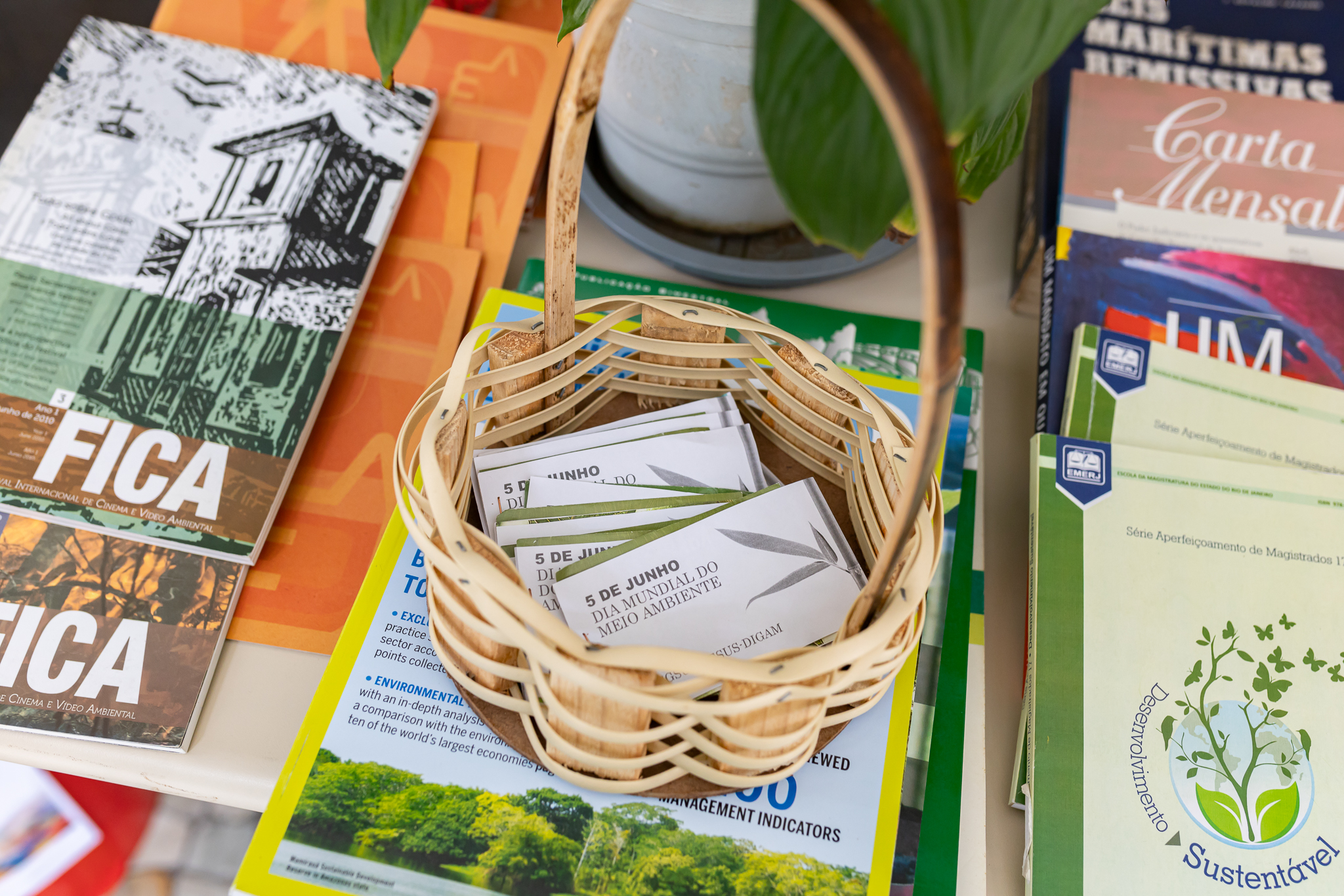 Livros com temas ambientais e sementes de goiaba vermelha foram entregues ao público que entrou no Fórum Central
