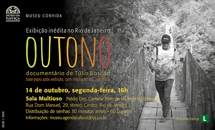 Cartaz com as informações sobre a exibição do documentário na segunda-feira (14/10)