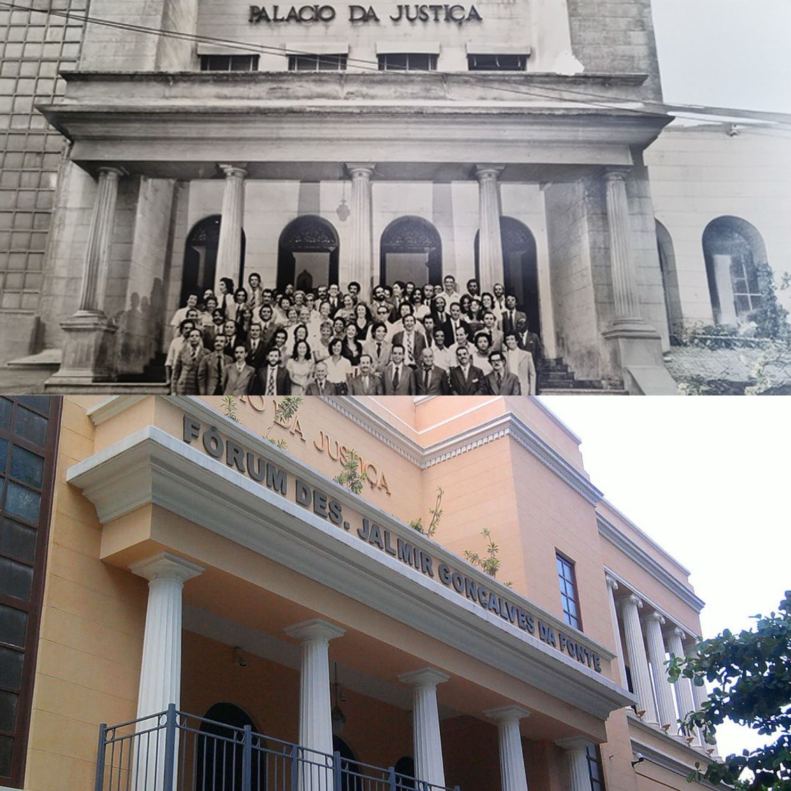 Imagem da antiga sede do Tribunal de Justiça do Rio, em Niterói, e, atualmente, 50 anos após a fusão
