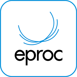 Botão com fundo branco e com a logo do eproc