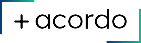 Logo do mais acordo escrito em preto com as bordas verdes e azuis